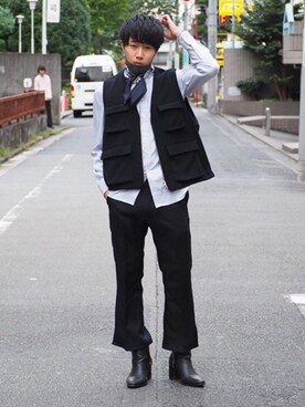 「endevice（エンデヴァイス）のアイテム（シューズ）」を使った、シ マ ザ キさん（メンズ・173cm）の秋コーディネート