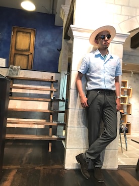 「persol（ペルソール）のアイテム」を使った、松永裕久さん（メンズ・176cm）の夏コーディネート