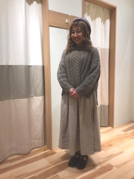 「Samansa Mos2 blue」｜「アイテム（ハンチング/ベレー帽）」を使った、misakiさん（レディース・157cm）の秋コーディネート