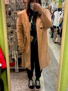 「NET（ネット）のアイテム（ノーカラーコート）」を使った、Ｈａｎａ女孩さん（レディース・167cm）の冬コーディネート