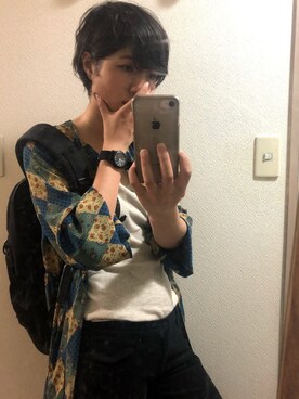 「ehka sopo（エヘカソポ）のアイテム（シャツワンピース）」を使った、くるりさん（レディース・164cm）の秋コーディネート