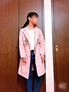「学校」｜「アイテム（チェスターコート）」を使った、megu☺️さん（レディース・150cm）の春コーディネート