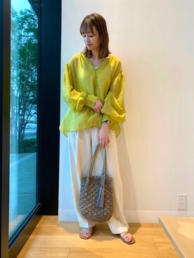 「RODE SKO（ロデスコ）のMARIA タッセルペーパーショルダー（ショルダーバッグ）」を使った、IKUさん（レディース・161cm）の春コーディネート