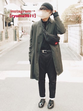 「Manhattan Portage」｜「アイテム（スラックス）」を使った、はるさん（メンズ・172cm）の冬コーディネート