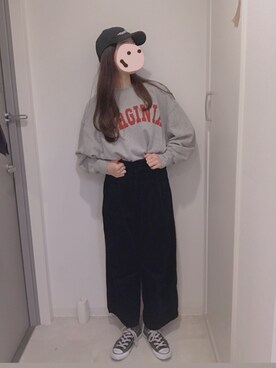 「CONVERSE（コンバース）のconverse（コンバース） ALL STAR OX（オールスターOX）（スニーカー、ブラック系）」を使った、テンテンさん（レディース・159cm）の秋コーディネート