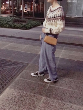 「DISCOAT（ディスコート）のアイテム（パンツ、ブルー系）」を使った、テンテンさん（レディース・159cm）の秋コーディネート