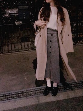 「mystic（ミスティック）の【mystic】チェックジャガードサイドボタンSK（スカート、ブラック系）」を使った、テンテンさん（レディース・159cm）の秋コーディネート