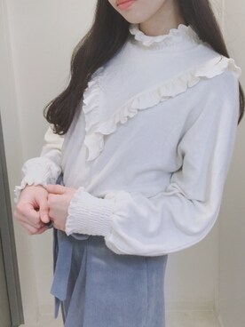 「DISCOAT（ディスコート）のアイテム（パンツ、ブルー系）」を使った、テンテンさん（レディース・159cm）の冬コーディネート