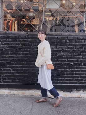 「BEAMS（ビームス）のアイテム（イヤリング）」を使った、テンテンさん（レディース・159cm）の冬コーディネート