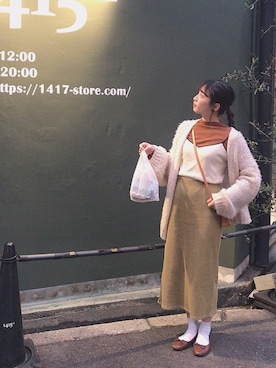 「BEAMS（ビームス）のアイテム（イヤリング）」を使った、テンテンさん（レディース・159cm）の冬コーディネート