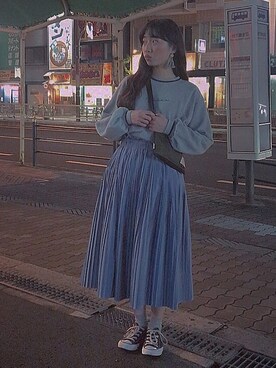 「CONVERSE（コンバース）のconverse（コンバース） ALL STAR OX（オールスターOX）（スニーカー、ブラック系）」を使った、テンテンさん（レディース・159cm）の春コーディネート