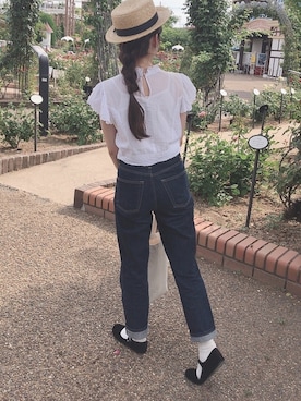 「SVEC（シュベック）のカンフーシューズ kung fu Shoes / ストラップパンプス（バレエシューズ）」を使った、テンテンさん（レディース・159cm）の夏コーディネート