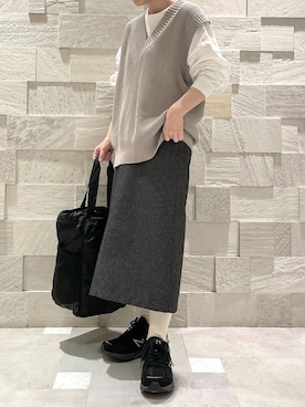 「unify（ユニファイ）のアイテム」を使った、廣木真梨亜さん（レディース・158cm）の冬コーディネート