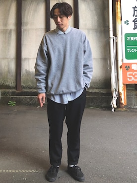 「シャツ×スウェット」｜あっくんさん（メンズ・171cm）の春コーディネート