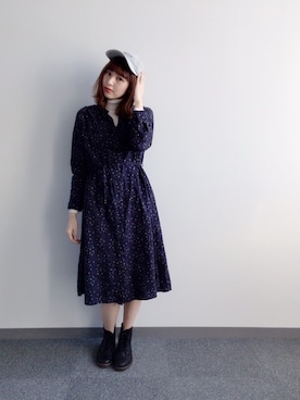 「CONVERSE（コンバース）のKastane×JACK PURCELL　コラボキャップ（キャップ、グレー系）」を使った、小林 ひかる さん（レディース・164cm）の冬コーディネート
