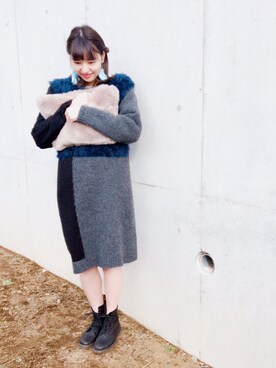 「I am I （アイアムアイ）のアイテム（ワンピース/ドレス）」を使った、小林 ひかる さん（レディース・164cm）の冬コーディネート