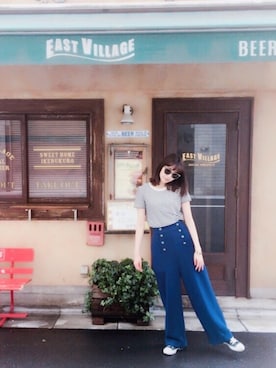 「無印良品（ムジルシリョウヒン）のアイテム（Tシャツ/カットソー、ホワイト系）」を使った、小林 ひかる さん（レディース・164cm）の夏コーディネート