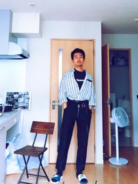 「SUNSEA（サンシー）のアイテム（シャツ/ブラウス、ブルー系）」を使った、ashizawakojiさん（メンズ・179cm）の秋コーディネート