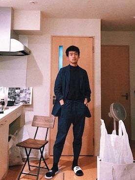 「Steven Alan（スティーブンアラン）のアイテム（Tシャツ/カットソー、ブルー系）」を使った、ashizawakojiさん（メンズ・179cm）の秋コーディネート