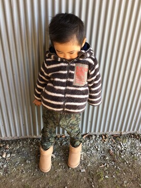 「no brand（ノーブランド）のアイテム（その他アウター）」を使った、みなむしこさん（キッズ・80cm）の秋コーディネート