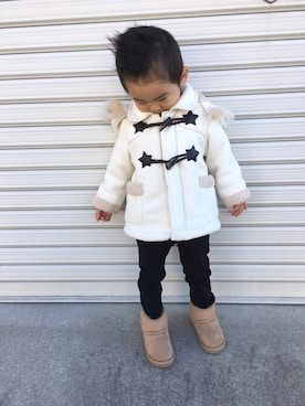 「Moujonjon（ムージョンジョン）のアイテム（その他パンツ）」を使った、みなむしこさん（キッズ・80cm）の秋コーディネート