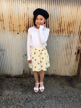 「COMME CA ISM（コムサイズム）のアイテム（ハンチング/ベレー帽）」を使った、みなむしこさん（キッズ・90cm）の春コーディネート