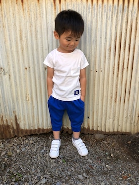 「Moujonjon（ムージョンジョン）のアイテム（その他パンツ）」を使った、みなむしこさん（キッズ・90cm）の夏コーディネート