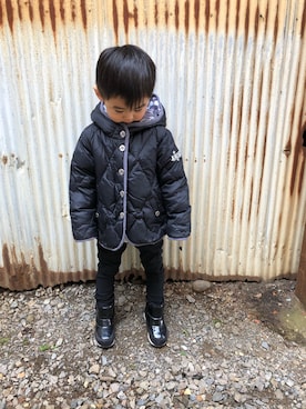 「DIESEL（ディーゼル）のアイテム（ジャケット/アウター）」を使った、みなむしこさん（キッズ・90cm）の冬コーディネート