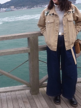 デニムジャケット ベージュ系 を使った 高校生 のレディース人気ファッションコーディネート Wear
