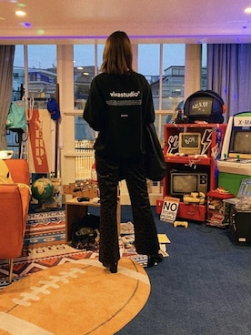 「アイテム（Tシャツ/カットソー、ブラック系）」を使った、vivastudioさん（レディース・160cm）の冬コーディネート