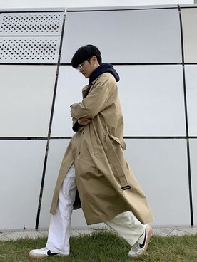 「ビバスタジオ」｜「アイテム（トレンチコート）」を使った、vivastudioさん（メンズ・177cm）の冬コーディネート
