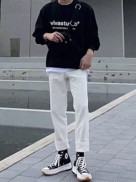 「JW Anderson（ジェイダブリューアンダーソン）のアイテム（シューズ）」を使った、vivastudioさん（メンズ・175cm）の冬コーディネート