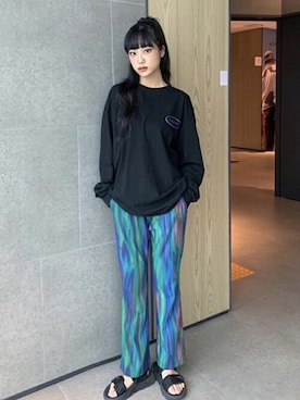 「アイテム（Tシャツ/カットソー、ブラック系）」を使った、vivastudioさん（レディース・162cm）の夏コーディネート