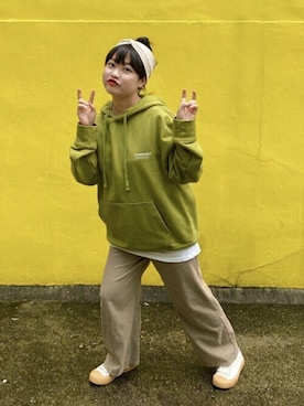 「アイテム（パーカー、グリーン系）」を使った、vivastudioさん（レディース・158cm）の秋コーディネート