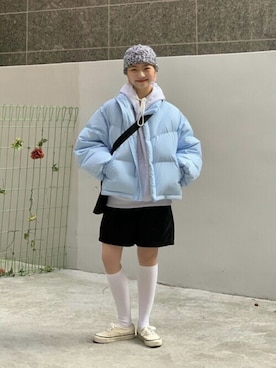 「アイテム（ダウンジャケット/コート、ブルー系）」を使った、vivastudioさん（レディース・156cm）の秋コーディネート