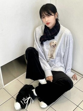 「ビバスタジオ」｜「アイテム（スウェット）」を使った、vivastudioさん（レディース・160cm）の冬コーディネート