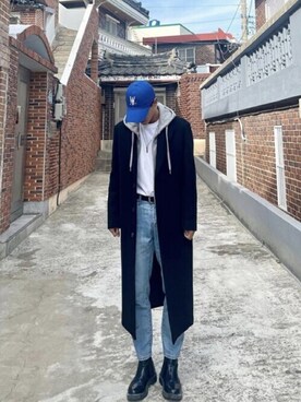 「ビバスタジオ」｜「アイテム（チェスターコート）」を使った、vivastudioさん（メンズ・176cm）の冬コーディネート