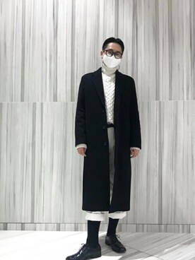 「ビバスタジオ」｜「アイテム（チェスターコート）」を使った、vivastudioさん（メンズ・174cm）の冬コーディネート