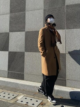 「ビバスタジオ」｜「アイテム（チェスターコート）」を使った、vivastudioさん（メンズ・176cm）の冬コーディネート