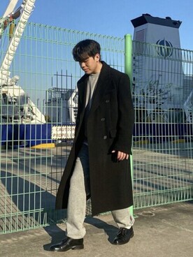 「ビバスタジオ」｜「アイテム（チェスターコート）」を使った、vivastudioさん（メンズ・174cm）の冬コーディネート