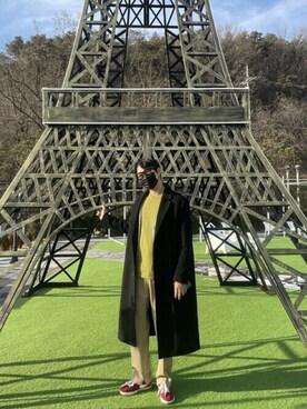 「ビバスタジオ」｜「アイテム（チェスターコート）」を使った、vivastudioさん（メンズ・180cm）の冬コーディネート