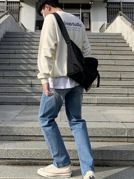 「ビバスタジオ」｜「アイテム（スウェット）」を使った、vivastudioさん（メンズ・177cm）の冬コーディネート