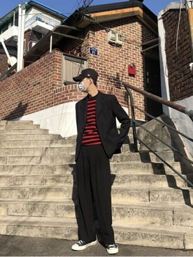 「ビバスタジオ」｜「アイテム（スラックス）」を使った、vivastudioさん（メンズ・176cm）の冬コーディネート