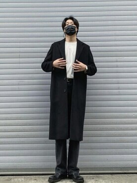 「ビバスタジオ」｜「アイテム（チェスターコート）」を使った、vivastudioさん（メンズ・178cm）の冬コーディネート