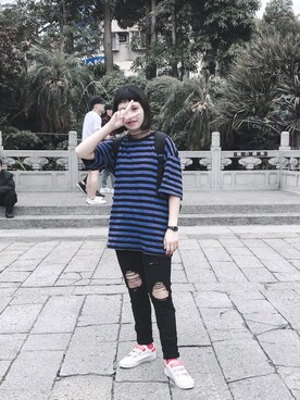 「#OOTD（オーオーティーディー）のアイテム（トップス）」を使った、洪婉瑜さん（レディース・158cm）の秋コーディネート