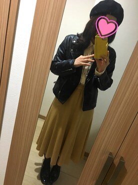 「CIAOPANIC TYPY（チャオパニックティピー）のアイテム（ライダースジャケット）」を使った、きょんさん（レディース・157cm）の春コーディネート