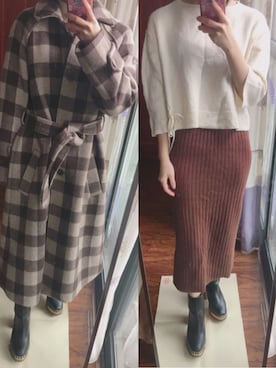 「Mila Owen（ミラオーウェン）のアイテム（ステンカラーコート）」を使った、兔乖乖さん（レディース・151cm）の冬コーディネート