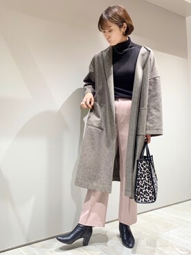 「ストレートパンツ」｜「アイテム（トレンチコート）」を使った、スズキさん（レディース・165cm）の秋コーディネート