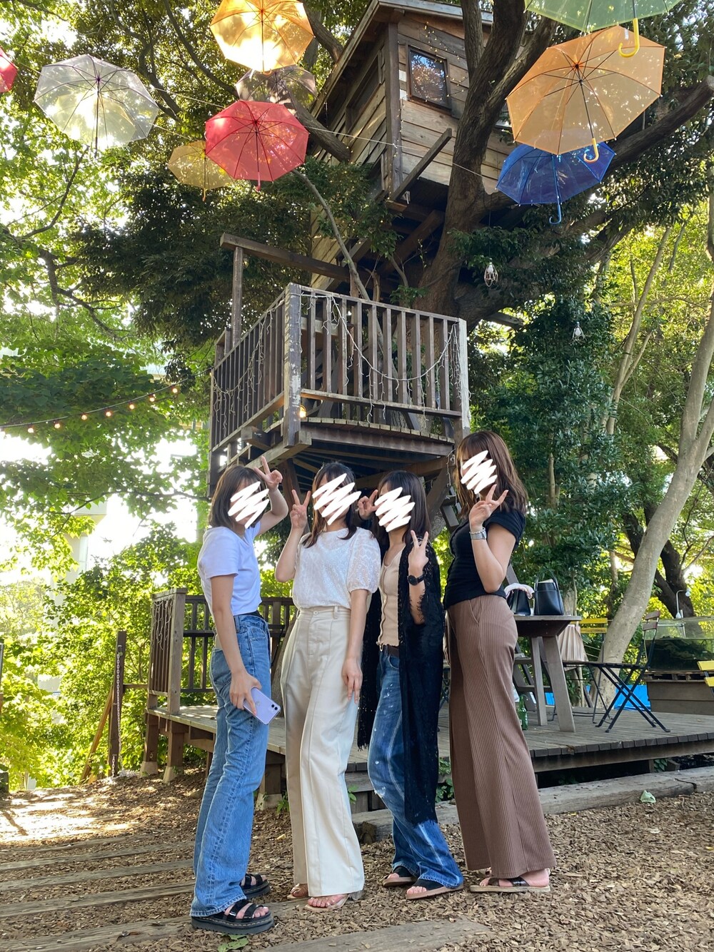 「デニムコーデ、夏コーデ、休日スタイル」｜「one wayのマエボタンタンク（タンクトップ、ベージュ系）」を使った、︎︎︎︎︎☺︎さん（レディース・157cm）の夏コーディネートの1枚目の写真