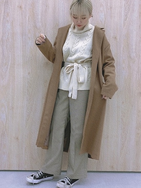 「apres jour（アプレジュール）のアイテム（チェスターコート）」を使った、hikaruさん（レディース・162cm）の秋コーディネート